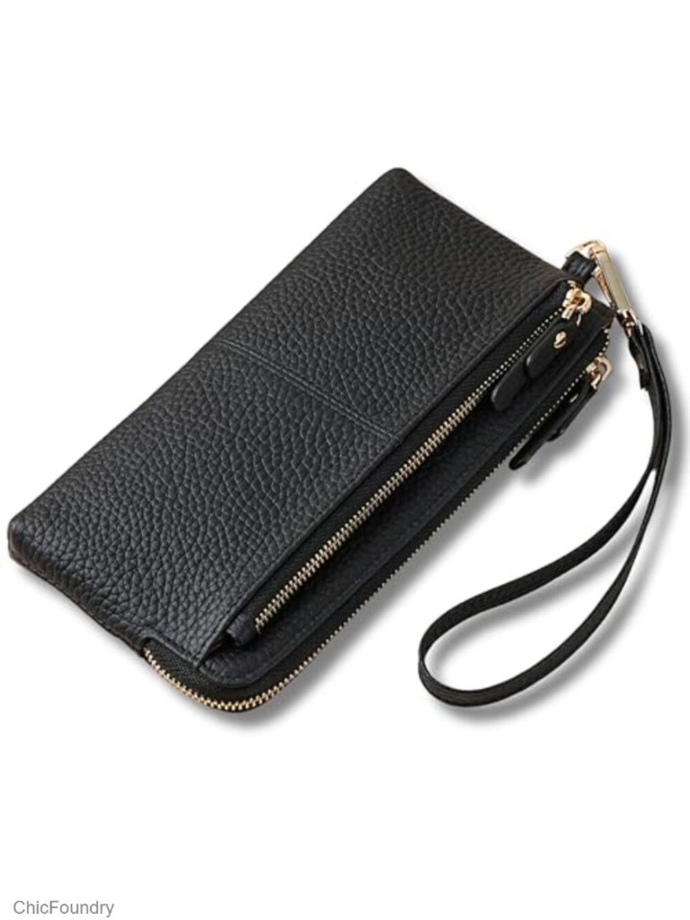 Genuine Leather Wristlet Wallet RFID Blocking Small Clutch Purse with Strap